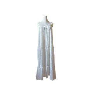 Size C ARULA White Strapless Smocked Midi Dress